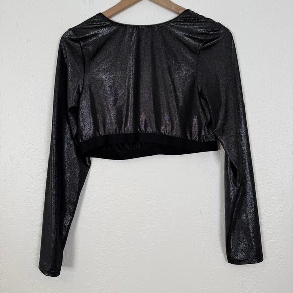 Torrid Shimmer Mesh Long Sleeve Under It All Crop Top Size 1 - Picture 3 of 5